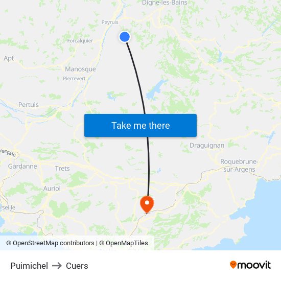 Puimichel to Cuers map