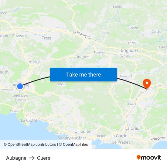 Aubagne to Cuers map