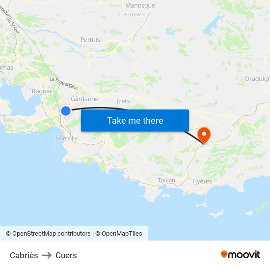 Cabriès to Cuers map