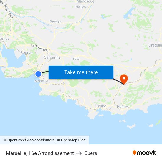 Marseille, 16e Arrondissement to Cuers map
