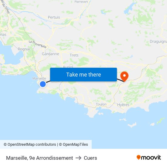 Marseille, 9e Arrondissement to Cuers map