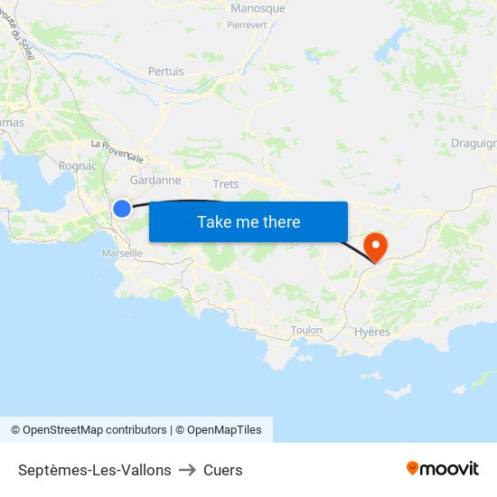 Septèmes-Les-Vallons to Cuers map