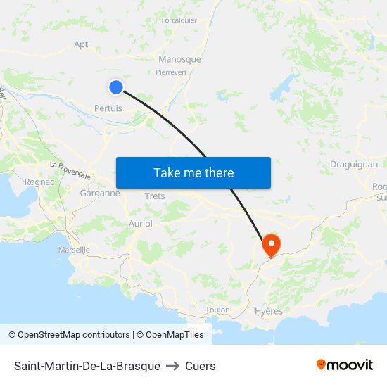 Saint-Martin-De-La-Brasque to Cuers map