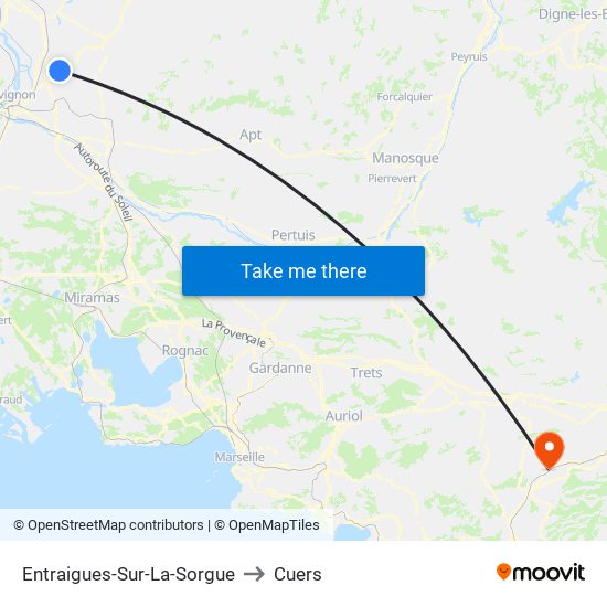 Entraigues-Sur-La-Sorgue to Cuers map