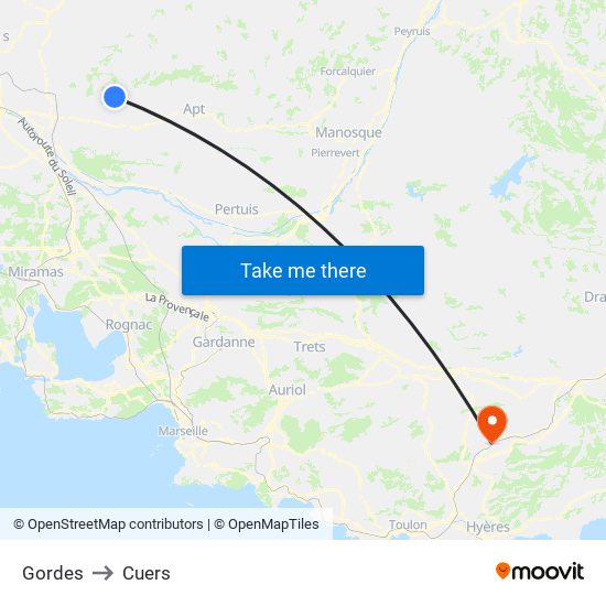 Gordes to Cuers map