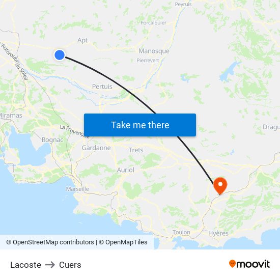 Lacoste to Cuers map