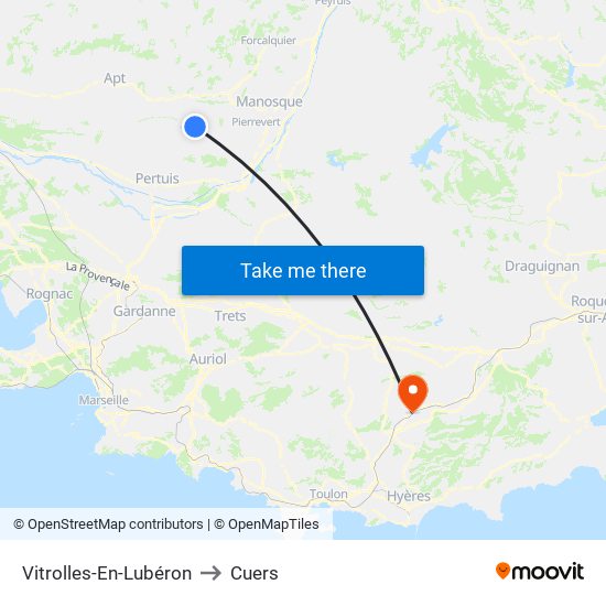 Vitrolles-En-Lubéron to Cuers map