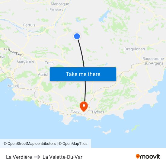 La Verdière to La Valette-Du-Var map