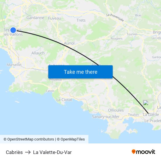 Cabriès to La Valette-Du-Var map