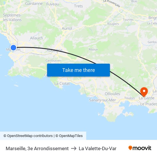 Marseille, 3e Arrondissement to La Valette-Du-Var map