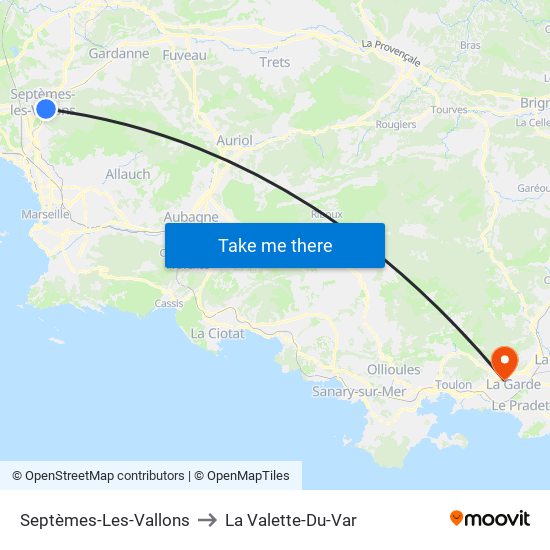 Septèmes-Les-Vallons to La Valette-Du-Var map