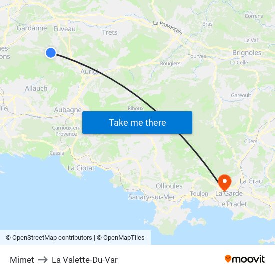 Mimet to La Valette-Du-Var map