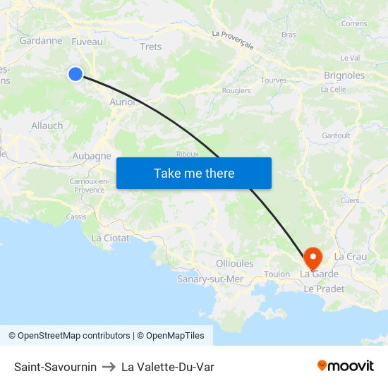 Saint-Savournin to La Valette-Du-Var map