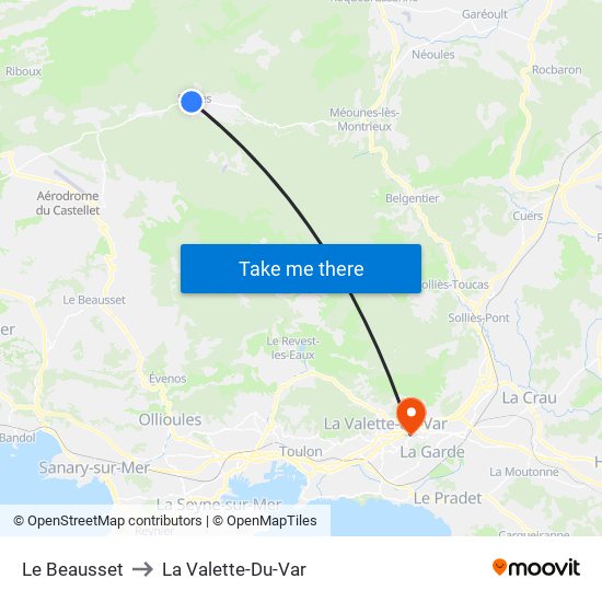 Le Beausset to La Valette-Du-Var map