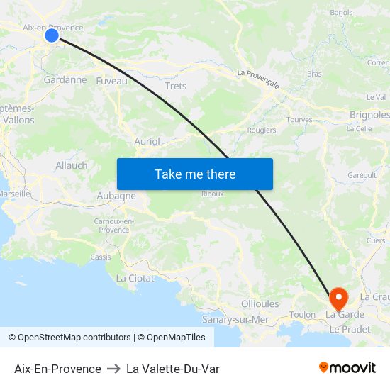 Aix-En-Provence to La Valette-Du-Var map