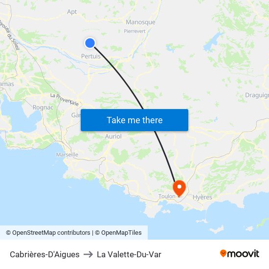 Cabrières-D'Aigues to La Valette-Du-Var map