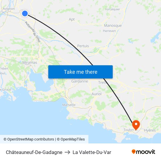 Châteauneuf-De-Gadagne to La Valette-Du-Var map