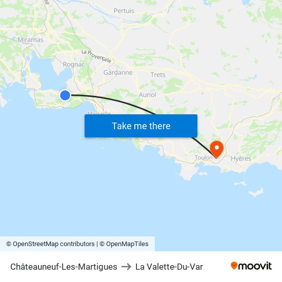 Châteauneuf-Les-Martigues to La Valette-Du-Var map