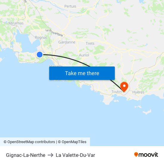 Gignac-La-Nerthe to La Valette-Du-Var map