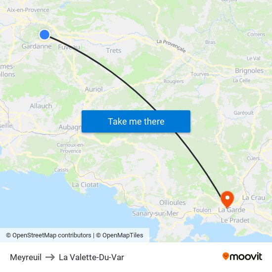 Meyreuil to La Valette-Du-Var map