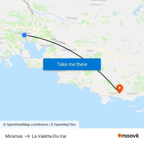 Miramas to La Valette-Du-Var map