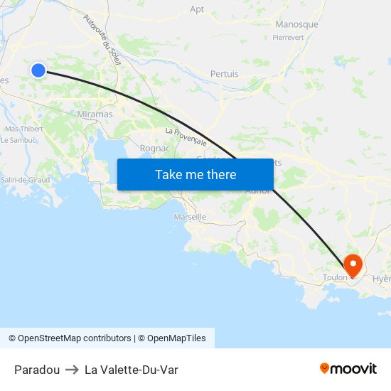 Paradou to La Valette-Du-Var map