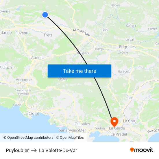 Puyloubier to La Valette-Du-Var map