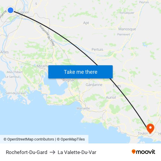 Rochefort-Du-Gard to La Valette-Du-Var map