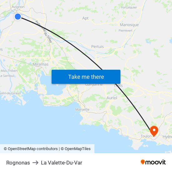 Rognonas to La Valette-Du-Var map