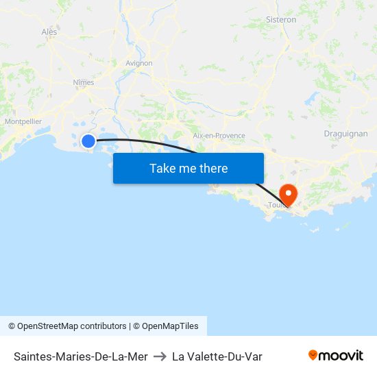 Saintes-Maries-De-La-Mer to La Valette-Du-Var map