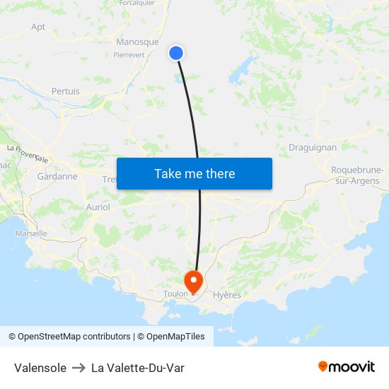Valensole to La Valette-Du-Var map