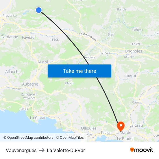 Vauvenargues to La Valette-Du-Var map