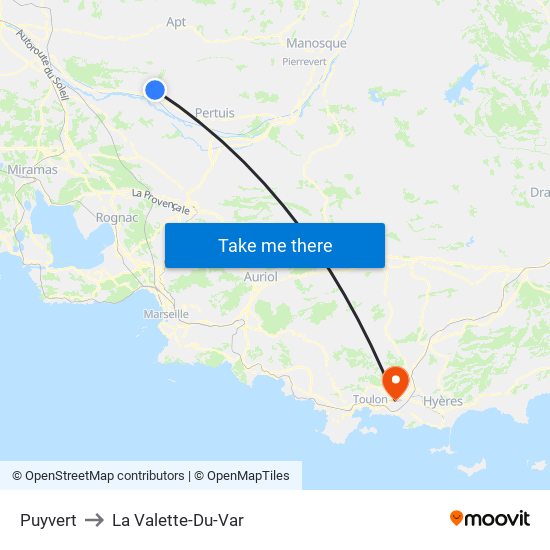 Puyvert to La Valette-Du-Var map