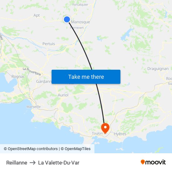 Reillanne to La Valette-Du-Var map