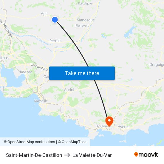 Saint-Martin-De-Castillon to La Valette-Du-Var map