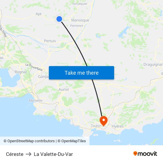 Céreste to La Valette-Du-Var map