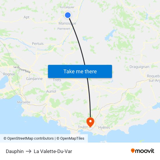Dauphin to La Valette-Du-Var map