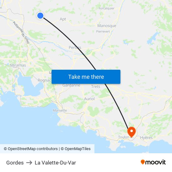 Gordes to La Valette-Du-Var map