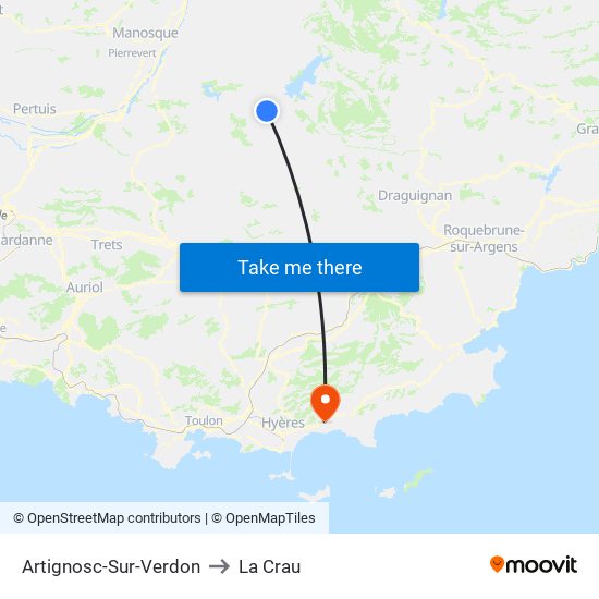 Artignosc-Sur-Verdon to La Crau map