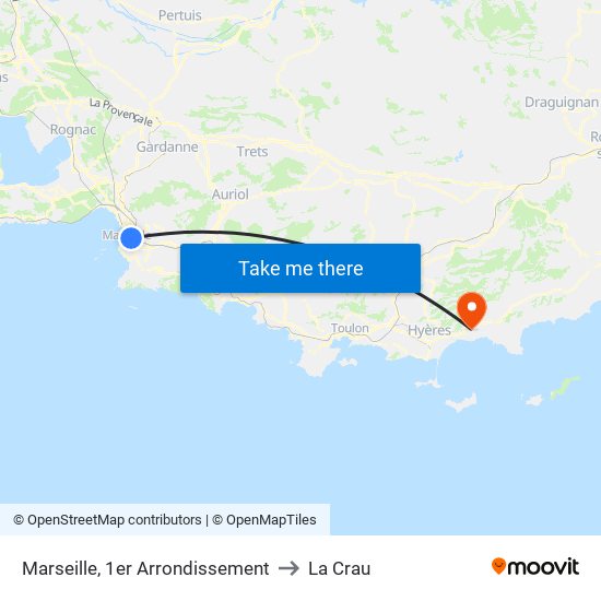 Marseille, 1er Arrondissement to La Crau map