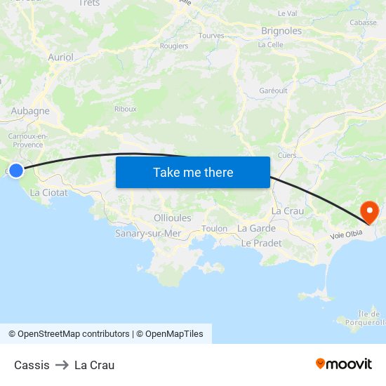 Cassis to La Crau map