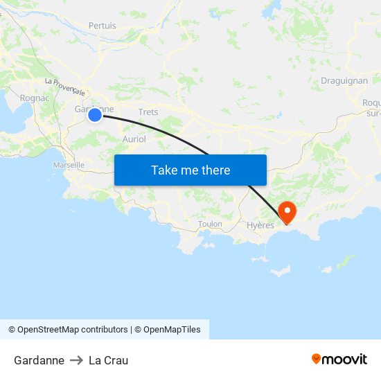 Gardanne to La Crau map