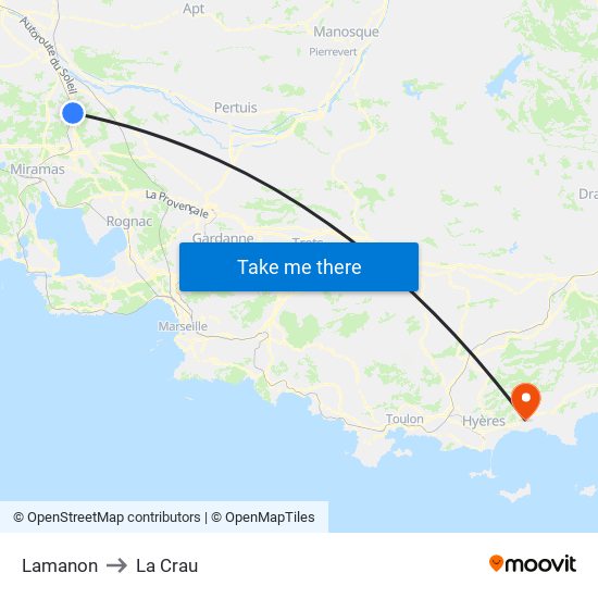 Lamanon to La Crau map