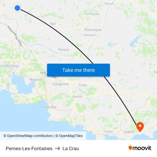 Pernes-Les-Fontaines to La Crau map