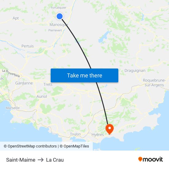 Saint-Maime to La Crau map