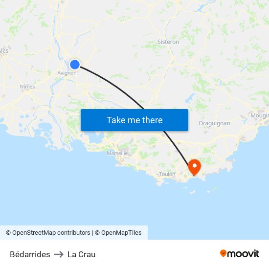 Bédarrides to La Crau map