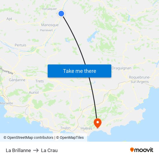 La Brillanne to La Crau map
