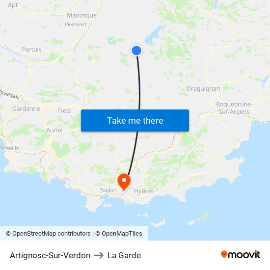 Artignosc-Sur-Verdon to La Garde map