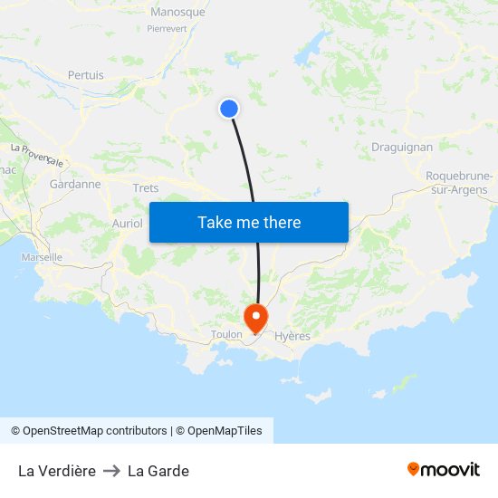 La Verdière to La Garde map