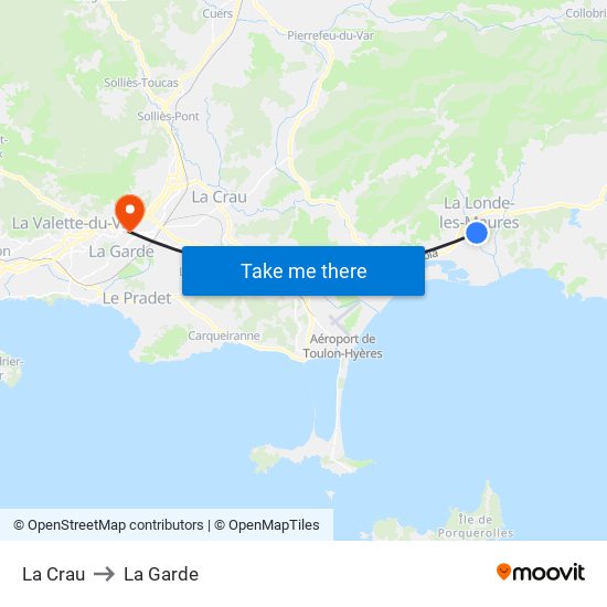 La Crau to La Garde map